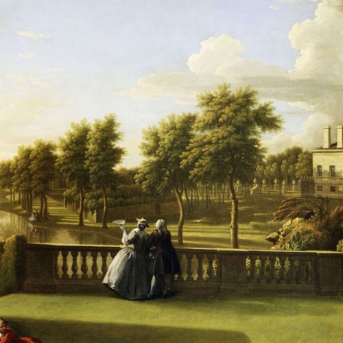 W. Hogarth, G. Lambert, Veduta della villa e del giardino di Chiswick, 1742, Londra, English Heritage, Chiswick House