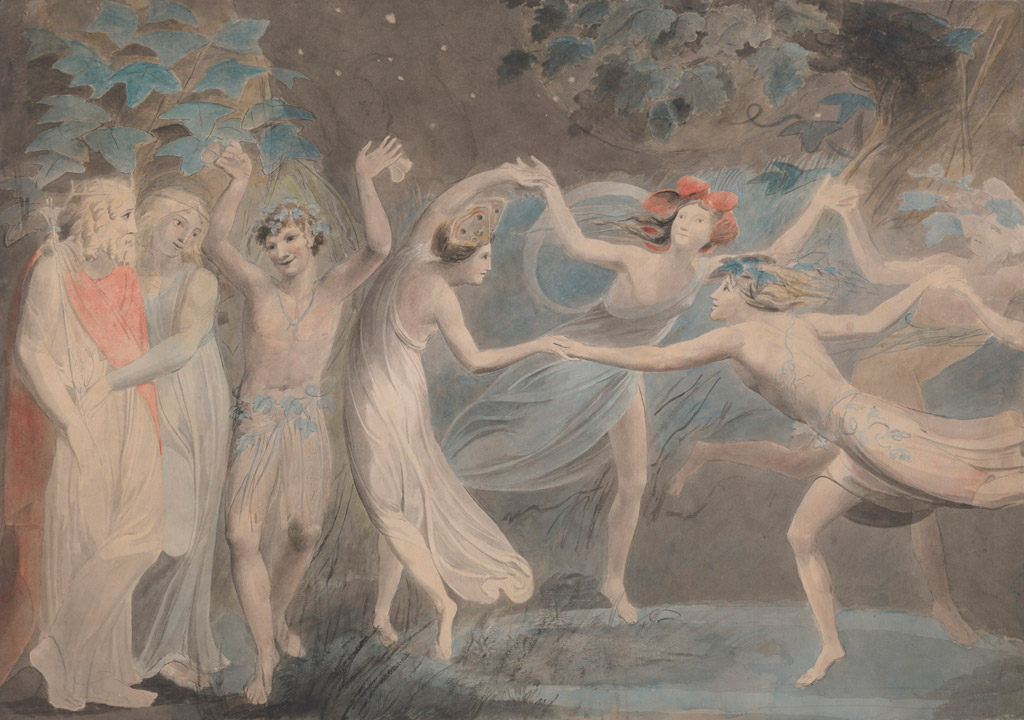 William Blake. Oberon, Titania and Puck with Faries Dancing