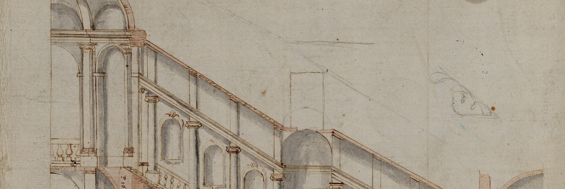 Guarino Guarini, Progetto per lo scalone di Palazzo Carignano, sezione, Archivio di Stato di Torino