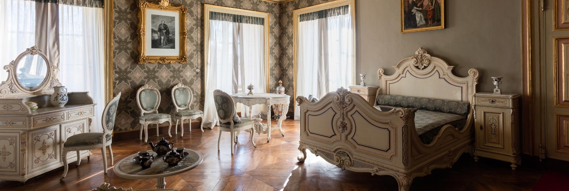 Appartamenti Reali del Castello della Mandria, Camera da letto di Rosa Vercellana - Foto di Lea Anouchinsky 