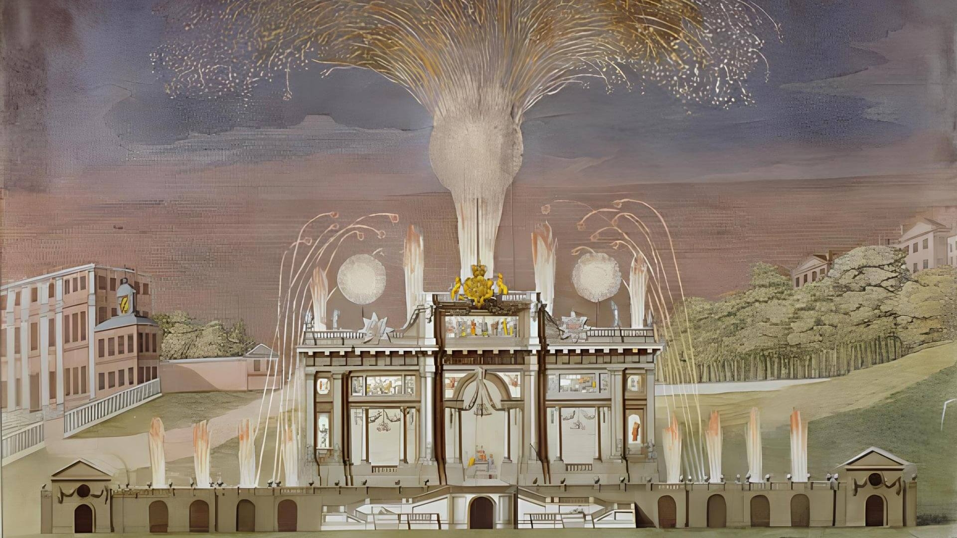 A wiew of the Magnificent Structure erected for the Fire Works to be exhibited for the solemnization of the General Peace