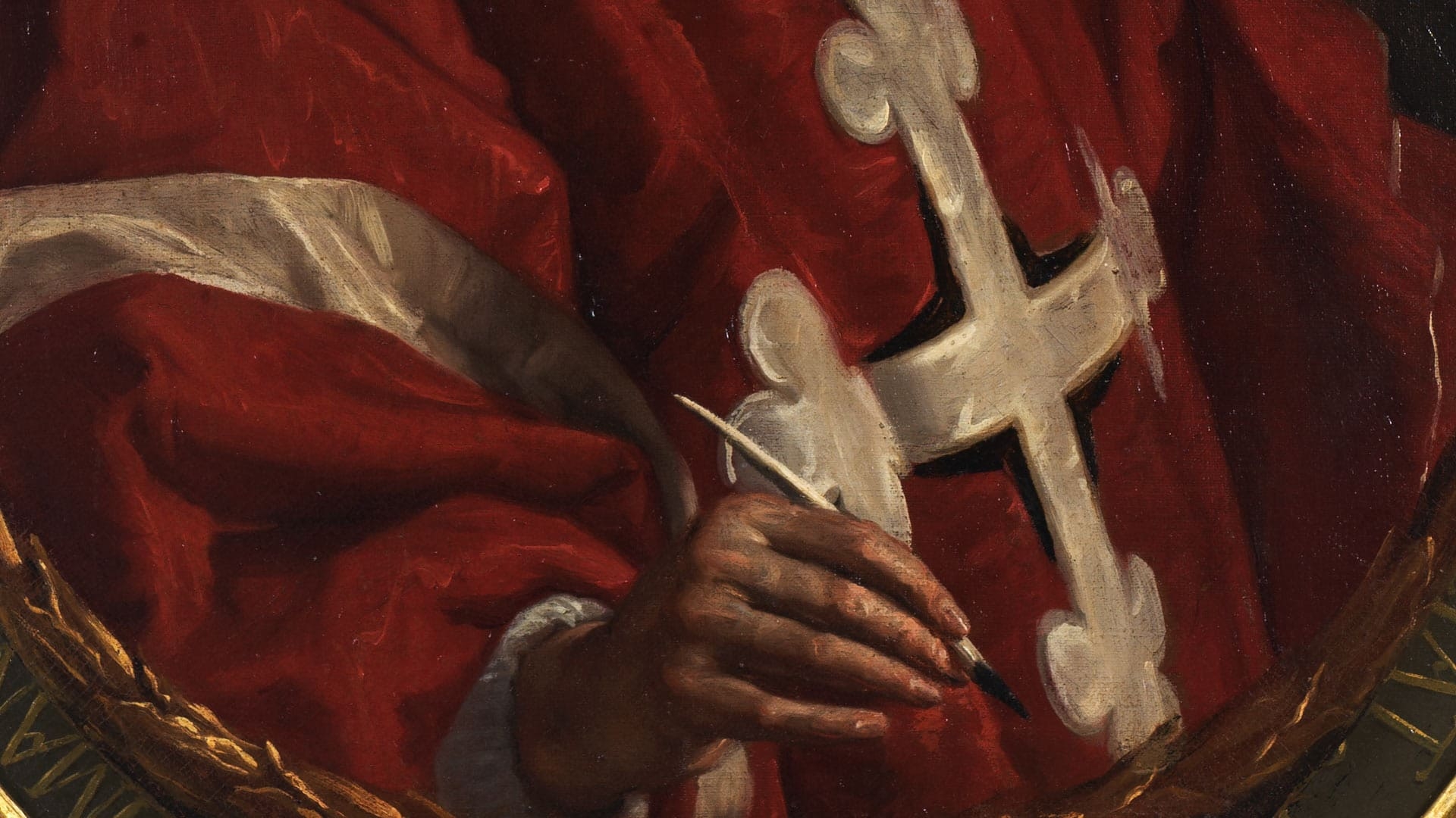 Charles Dauphin, Ritratto di Emanuele Tesauro, olio su tela, circa 1670, particolare. Torino, Galleria Sabauda, attualmente esposto alla Reggia di Venaria