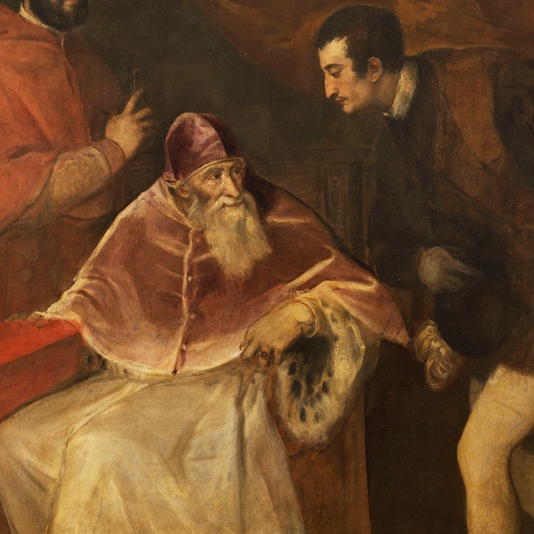 Tiziano Vecellio, Papa Paolo III con i nipoti Alessandro e Ottavio Farnese, 1545-46