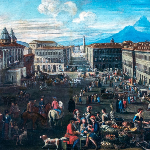 Peter Bolckmann, Veduta di Piazza Castello sull’asse della Contrada Nuova a Torino, 1705 ca. olio su tela