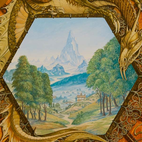 Roger Garland, Middle-earth, 1987, olio e acrilico. Lezant, Launceston, Cornwall UK