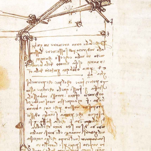 Leonardo da Vinci - “Codice del volo degli uccelli”. Sanguigna su carta 1505-06. Torino, Biblioteca Reale