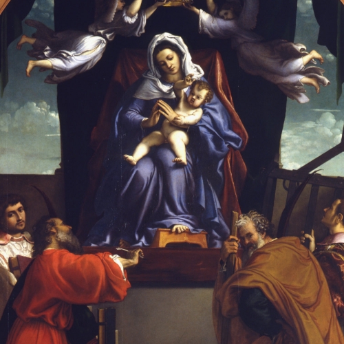 Lorenzo Lotto - Pala dell'Alabarda - Madonna col Bambino e i Santi
