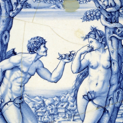 Maiolicaro fiorentino, Adamo ed Eva, 1523. Londra, Victoria and Albert Museum