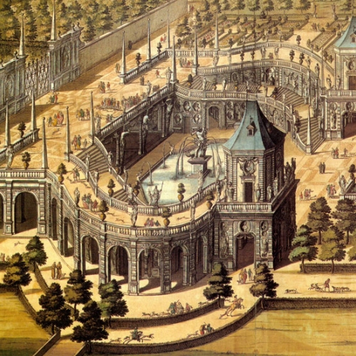 La Fontana dell'Ercole in un'incisione dal Thatrum Sabaudiae