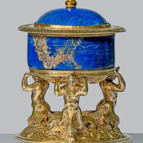 Botteghe Granducali, Saliera, fine del XVI secolo, lapislazzuli, argento dorato
