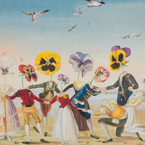 Romano Gazzera, La mosca cieca (1975 ca.), olio e tempera su tela, Torino, Fondazione Romano Gazzera