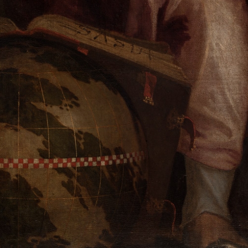 Paolo Veronese, Allegoria con la sfera armillare, particolare del mappamondo