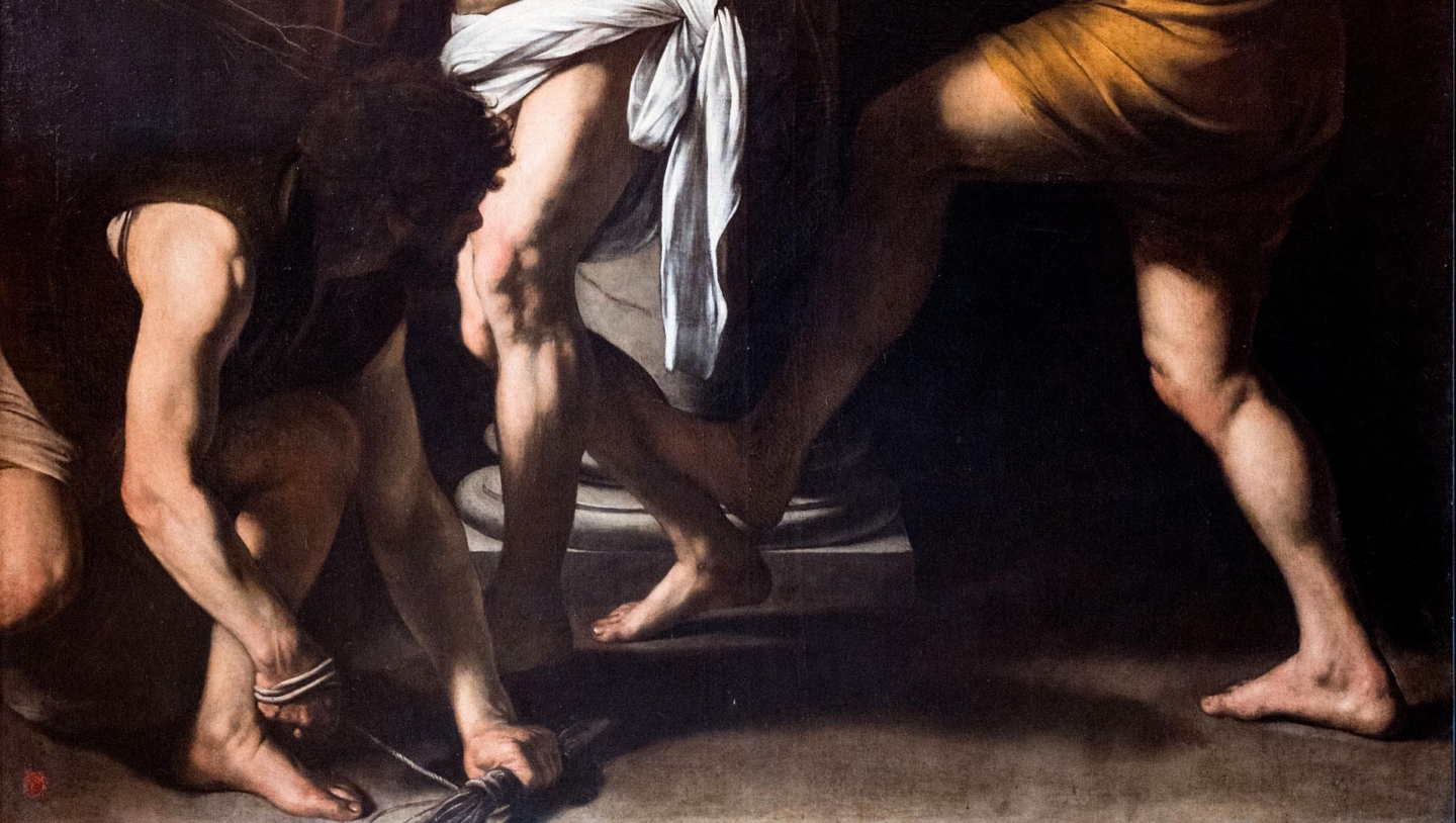 Caravaggio, La Flagellazione, 1607, olio su tela, particolare.