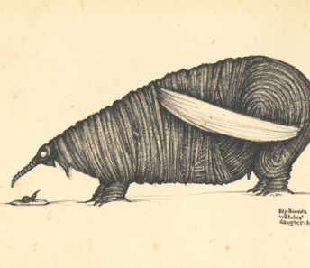 Altan. Big Boonda watchin' daugter. h. disegno a china su cartoncino cm. 21x30, archivio personale