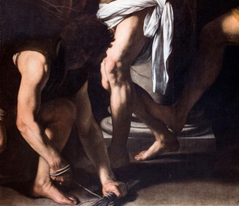 Caravaggio, La Flagellazione, 1607, olio su tela, particolare.