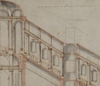Guarino Guarini, Progetto per lo scalone di Palazzo Carignano, sezione, Archivio di Stato di Torino