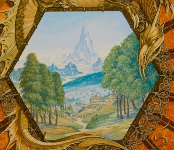 Roger Garland, Middle-earth, 1987, olio e acrilico. Lezant, Launceston, Cornwall UK