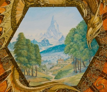 Roger Garland, Middle-earth, 1987, olio e acrilico. Lezant, Launceston, Cornwall UK