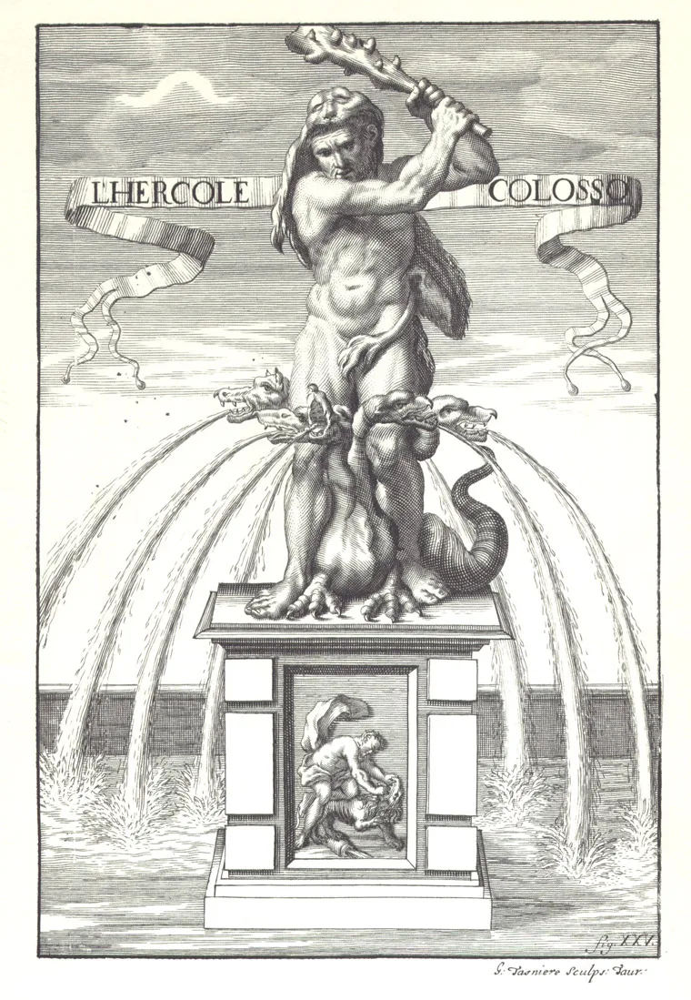 Particolare della Fontana dell’Ercole, 'Venaria Reale, Palazzo di Piacere, e di Caccia, ideato dall’Altezza Reale di Carlo Emanuele II Duca di Savoia', 1672