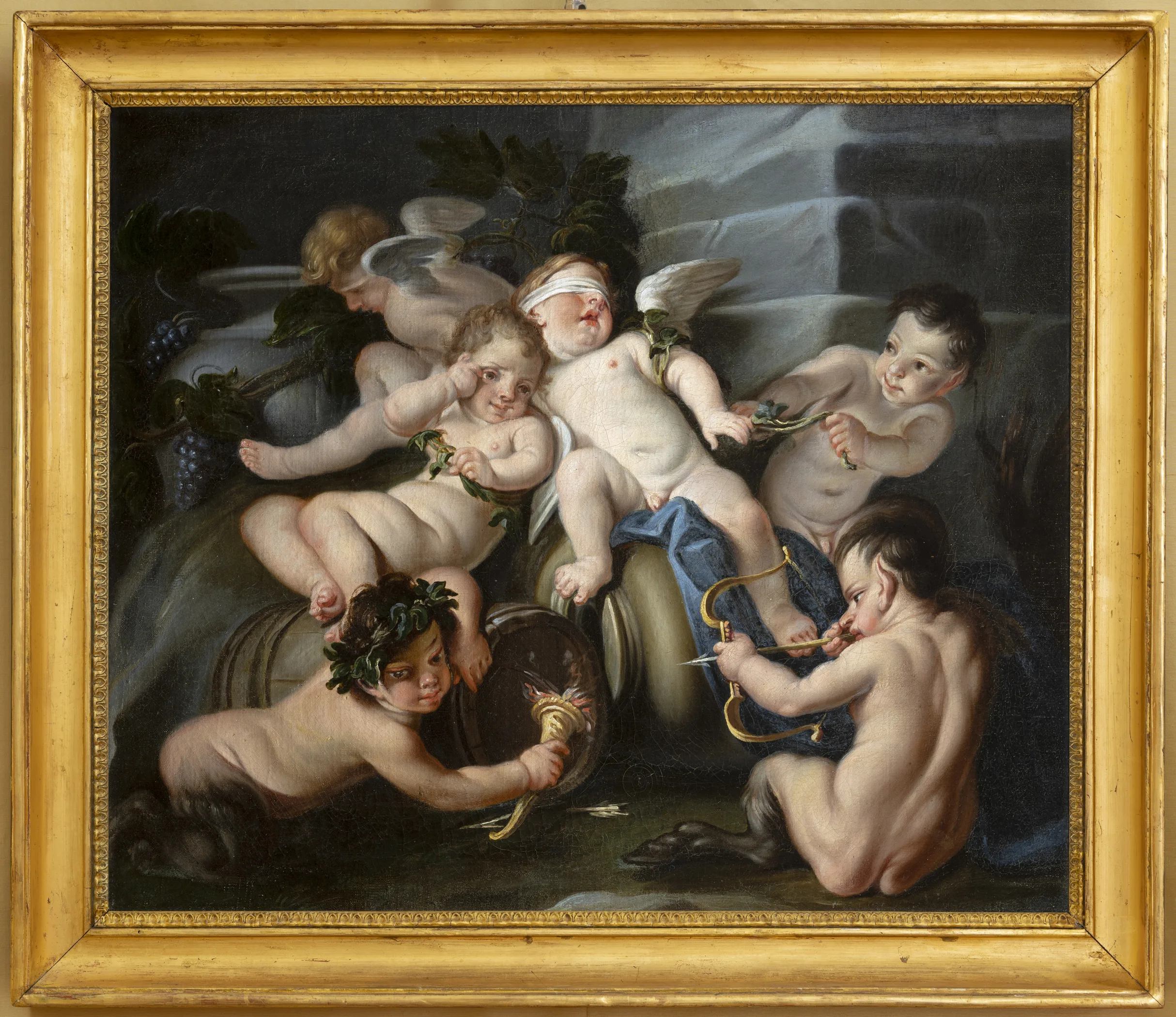 Carlo Cignani (seguace di), Baccanale di putti, 1690-1700, Olio su tela