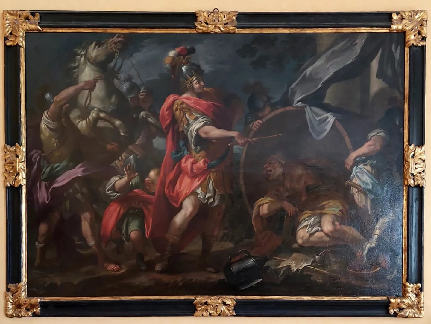 Ambito lombardo (?), Alessandro Magno visita Diogene, 1700-1750, olio su tela